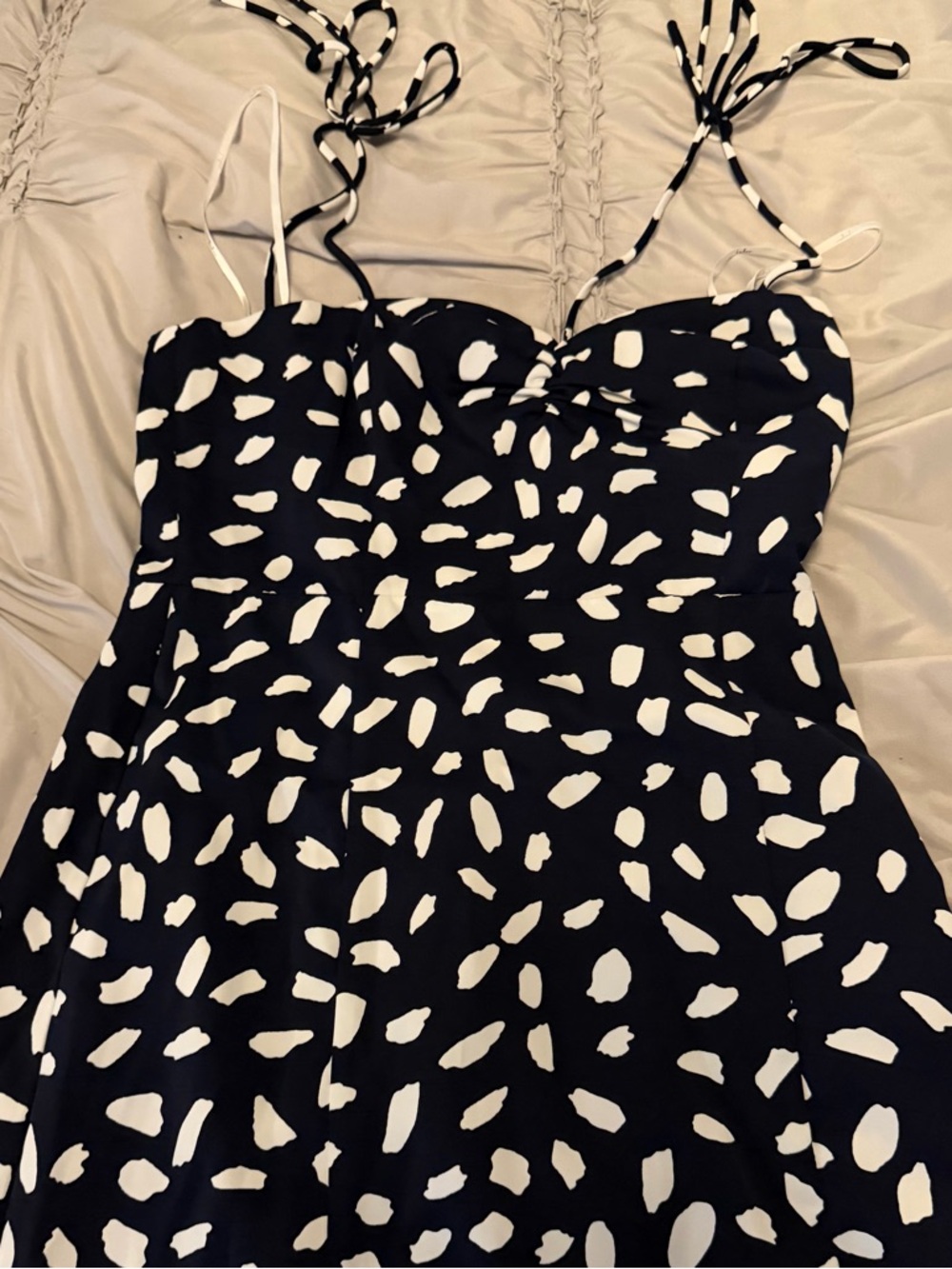 Lulus Party In Paris Navy Blue Print Tie-strap Midi Dress - Size M - Picture 6 of 9